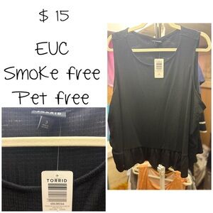 Torrid Black Ruffled Sleeveless Tank Top